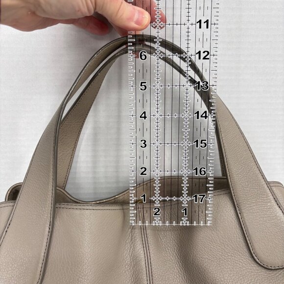 Fossil Maya Satchel Handbag Beige Leather Multi Compartment Zip Magnetic Snap - Picture 12 of 12